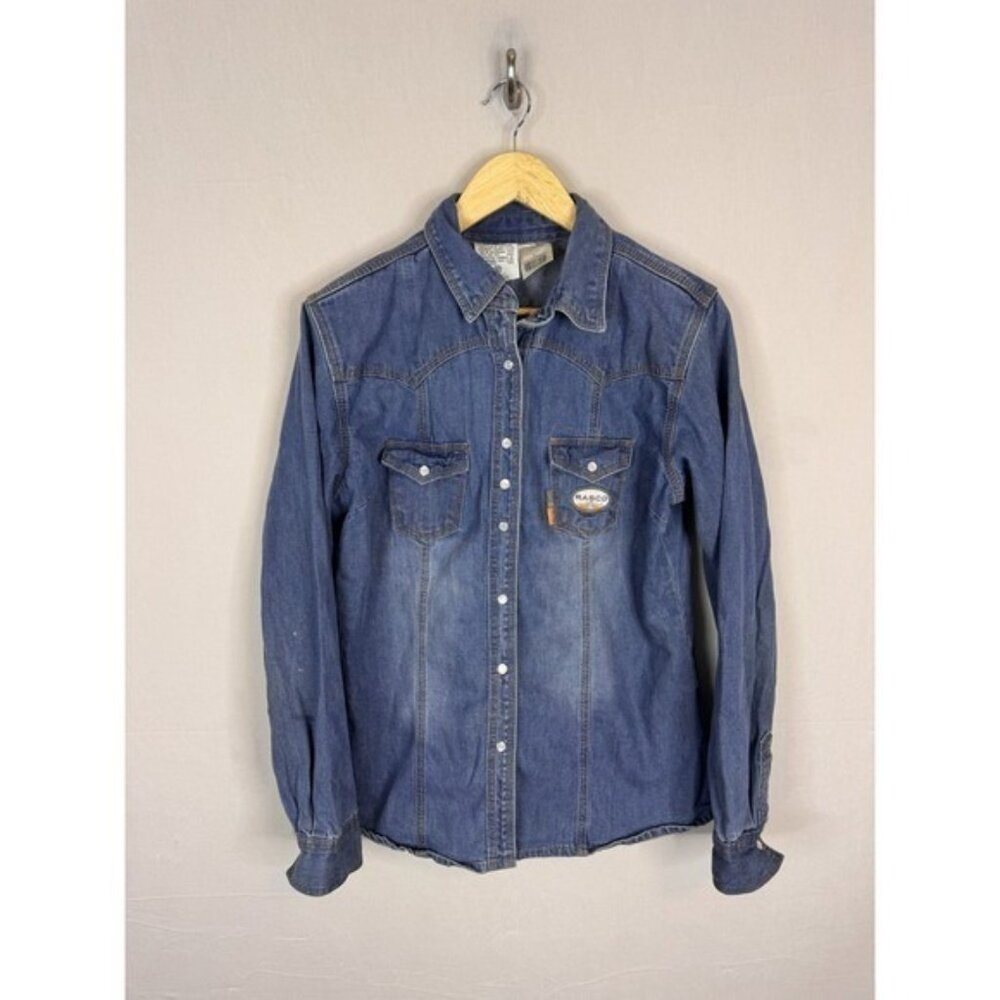 Rasco FR Cool Girl Womens Denim Work Shirt Flame Resistant Blue FR5021DN Large